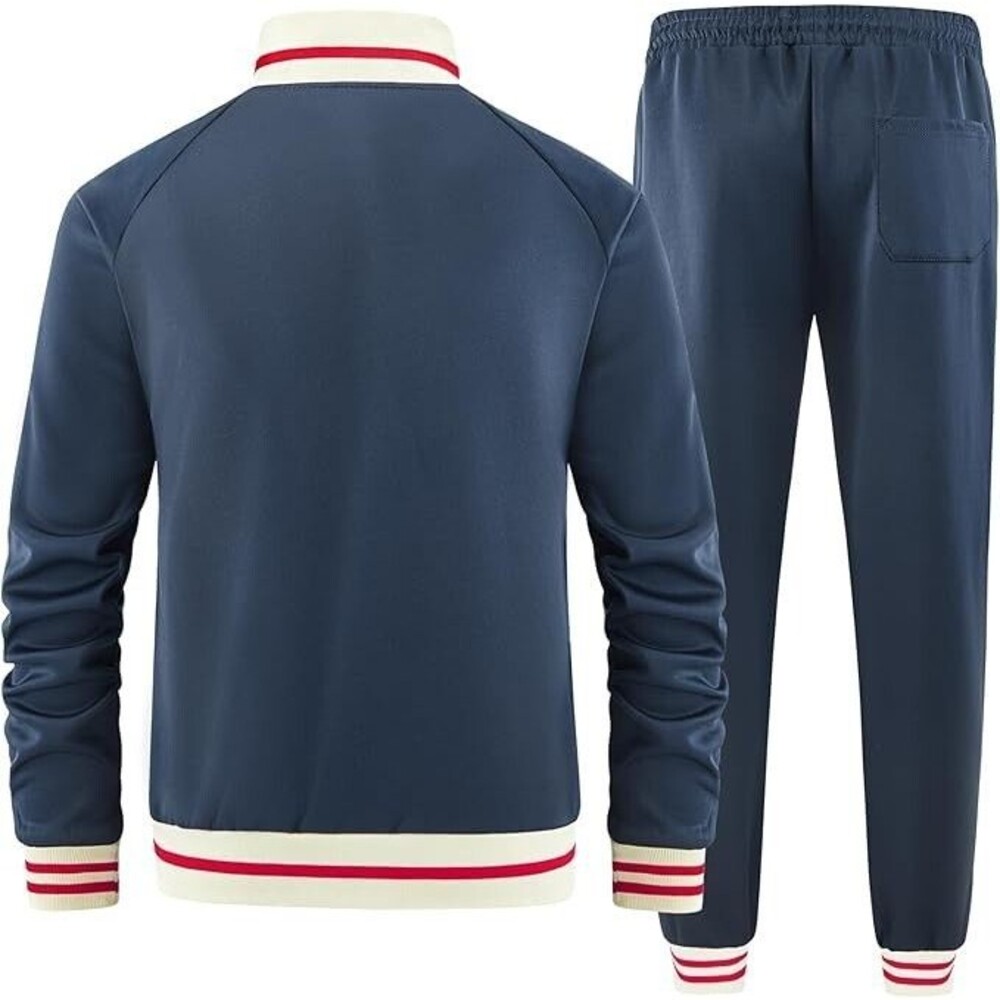 Dioxoib Track Suit Men’s Large Navy Blue Sweatsuit Stretch Jacket Jogger Pants - Picture 4 of 5